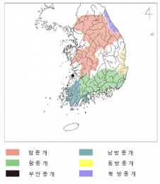 종개의 종별 위치분포도 - 원용진 교수 제공